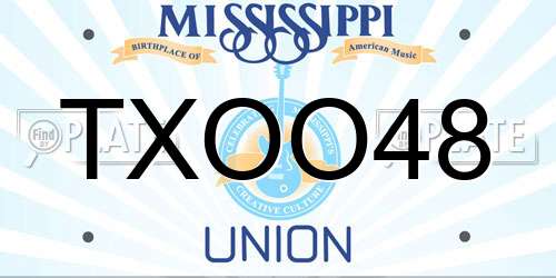 TXOO48 Mississippi License Plate