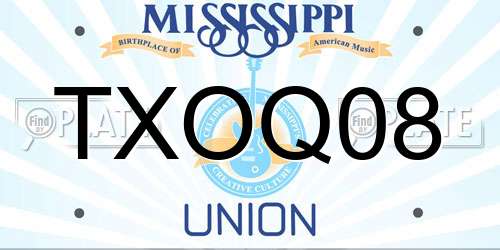 TXOQ08 Mississippi License Plate