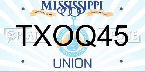 TXOQ45 Mississippi License Plate