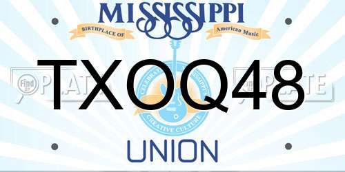 TXOQ48 Mississippi License Plate