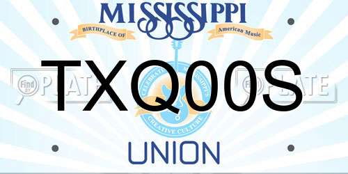 TXQ00S Mississippi License Plate