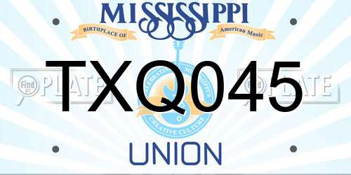TXQ045 Mississippi License Plate