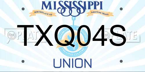 TXQ04S Mississippi License Plate