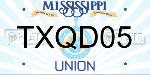 TXQD05 Mississippi License Plate