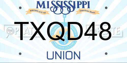TXQD48 Mississippi License Plate