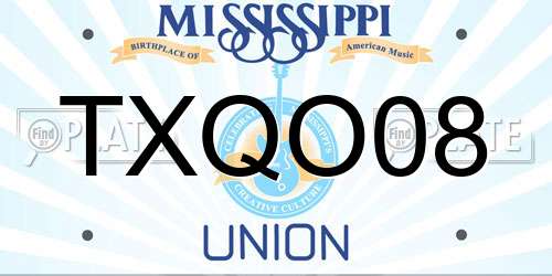 TXQO08 Mississippi License Plate