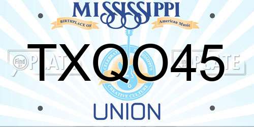 TXQO45 Mississippi License Plate