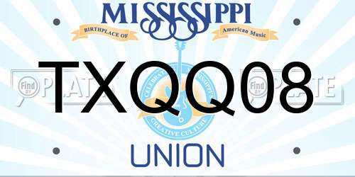 TXQQ08 Mississippi License Plate
