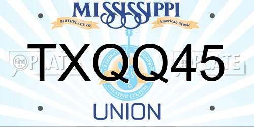 TXQQ45 Mississippi License Plate