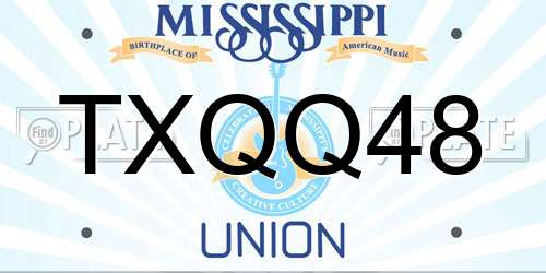 TXQQ48 Mississippi License Plate
