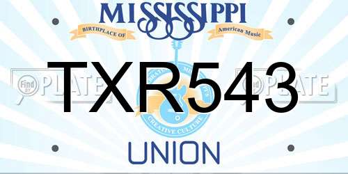 TXR543 Mississippi License Plate
