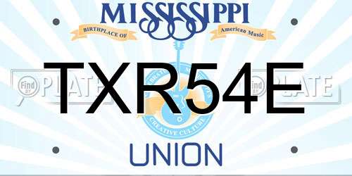 TXR54E Mississippi License Plate