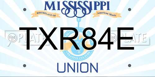 TXR84E Mississippi License Plate