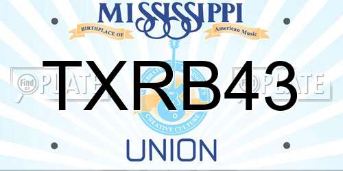 TXRB43 Mississippi License Plate