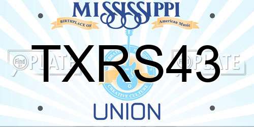 TXRS43 Mississippi License Plate
