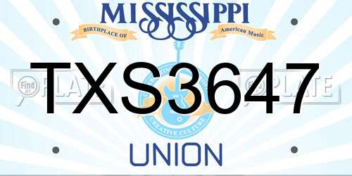 TXS3647 Mississippi License Plate