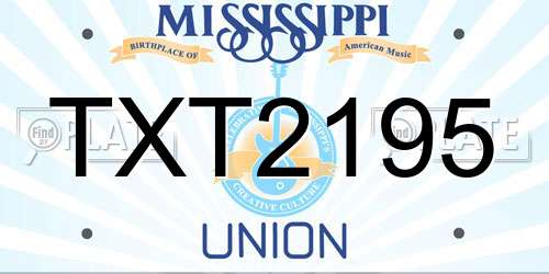 TXT2195 Mississippi License Plate