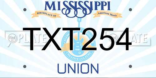 TXT254 Mississippi License Plate