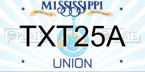 TXT25A Mississippi License Plate