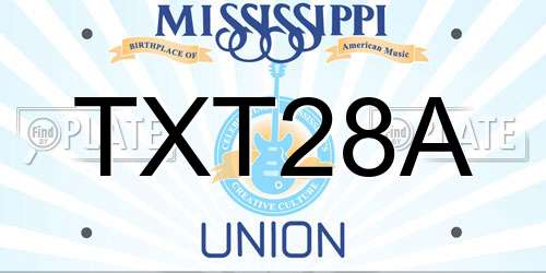 TXT28A Mississippi License Plate