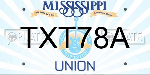 TXT78A Mississippi License Plate