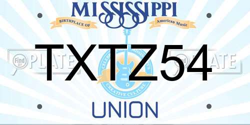 TXTZ54 Mississippi License Plate