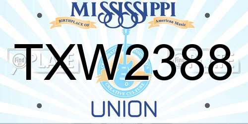 TXW2388 Mississippi License Plate