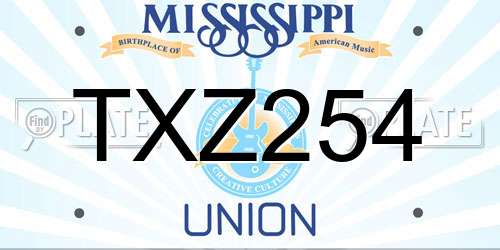 TXZ254 Mississippi License Plate