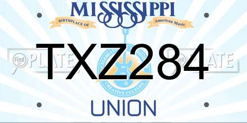 TXZ284 Mississippi License Plate