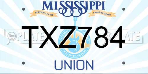 TXZ784 Mississippi License Plate