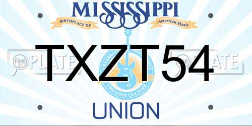 TXZT54 Mississippi License Plate