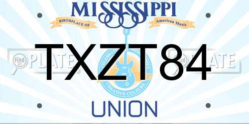 TXZT84 Mississippi License Plate