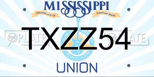 TXZZ54 Mississippi License Plate