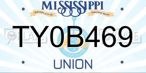 TY0B469 Mississippi License Plate