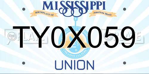 TY0X059 Mississippi License Plate