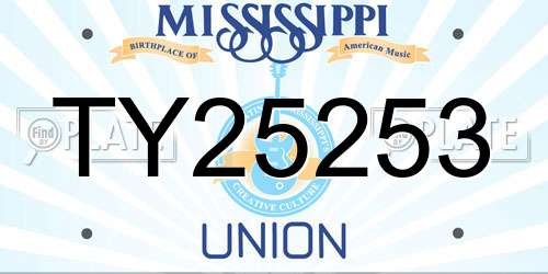 TY25253 Mississippi License Plate