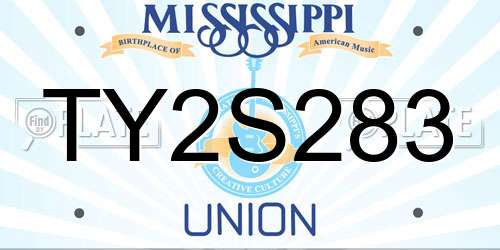 TY2S283 Mississippi License Plate