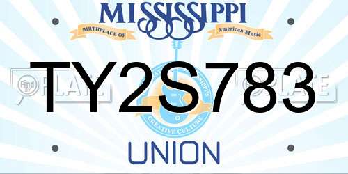 TY2S783 Mississippi License Plate