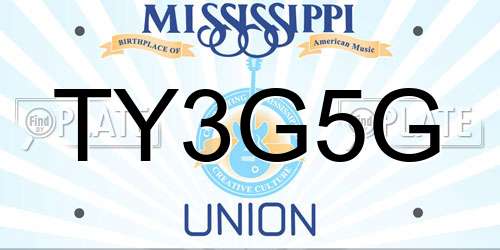 TY3G5G Mississippi License Plate