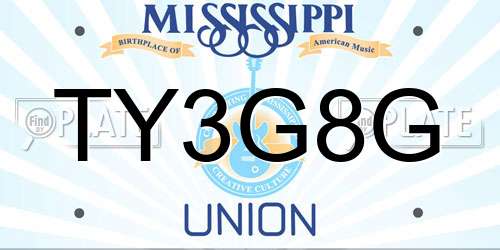 TY3G8G Mississippi License Plate