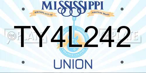 TY4L242 Mississippi License Plate