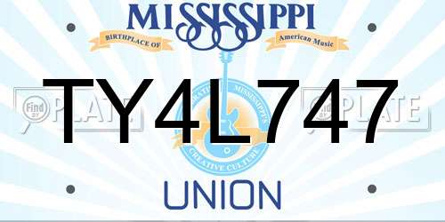 TY4L747 Mississippi License Plate