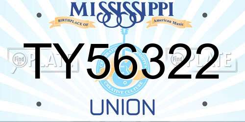 TY56322 Mississippi License Plate