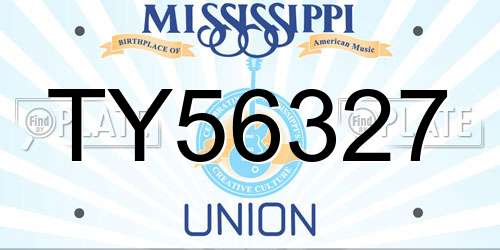 TY56327 Mississippi License Plate