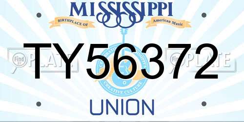 TY56372 Mississippi License Plate