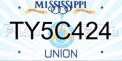 TY5C424 Mississippi License Plate
