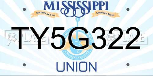 TY5G322 Mississippi License Plate