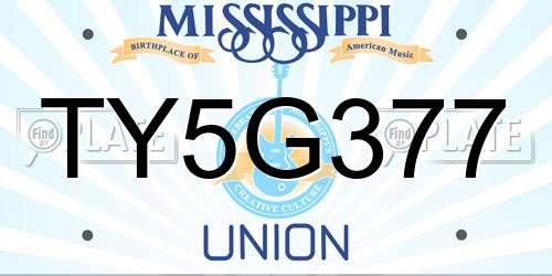 TY5G377 Mississippi License Plate
