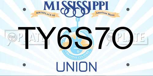 TY6S7O Mississippi License Plate