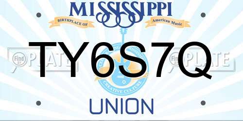 TY6S7Q Mississippi License Plate